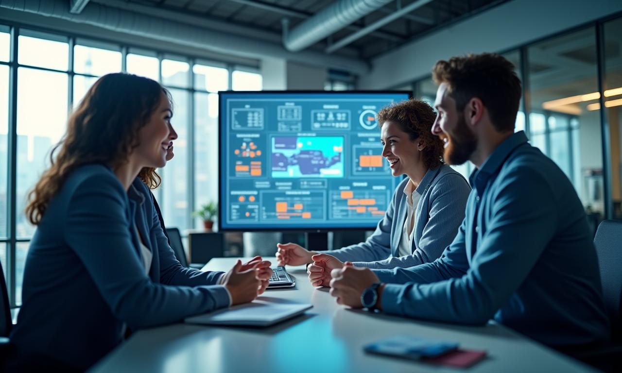 Équipe de marketing travaillant sur des données