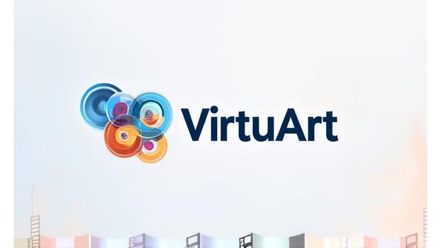 Logo de VirtuArt et un visuel de contenu créatif, illustrant une stratégie de contenu réussie
